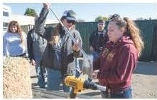 Picture of students working outside